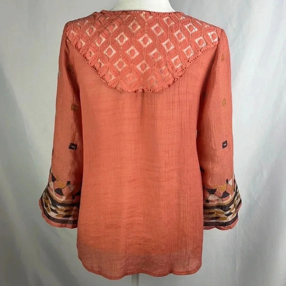Fig and Flower Anthropologie Boho Embroidered Lace Blouse Top Size PL. H - Picture 5 of 11